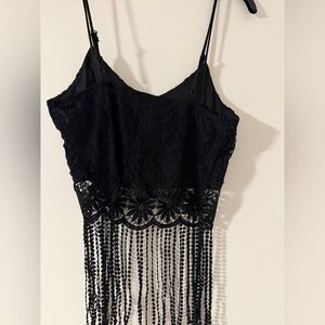 Black Lace Fringe Top